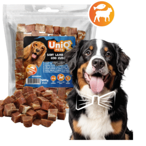 UNIQ PETS ėrienos ir menkės kubeliai skanėstas šunims 500g