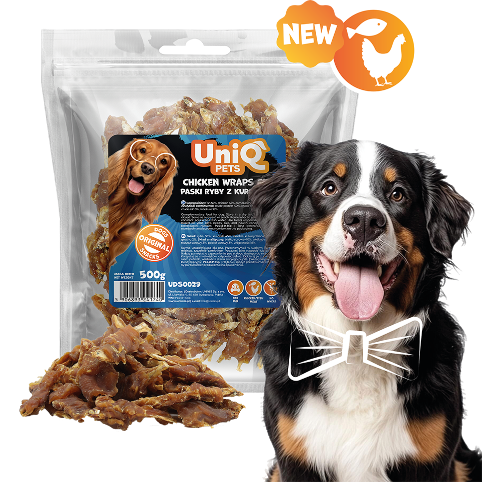 UNIQ PETS šunų skanėstai su vištiena ir žuvimi 500g - Image 3