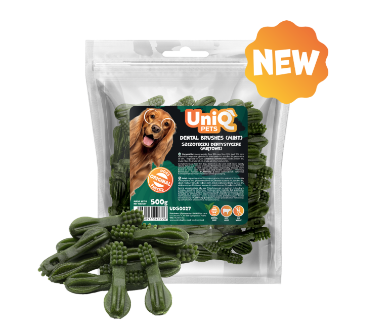 UNIQ PETS šunų skanėstai dantų šepetėliai (su mėtų skoniu) 500g