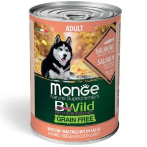 Monge Bwild adult konservuotas pašaras su lašiša 400g