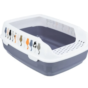 Trixie Delio kačių tualetas su kraštais, 38x20x50 cm, pilka/balta