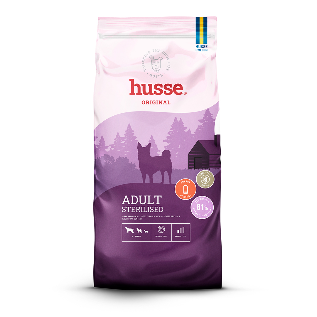 Husse Adult Sterilised sausas pašaras sterilizuotiems šunims, 12 kg