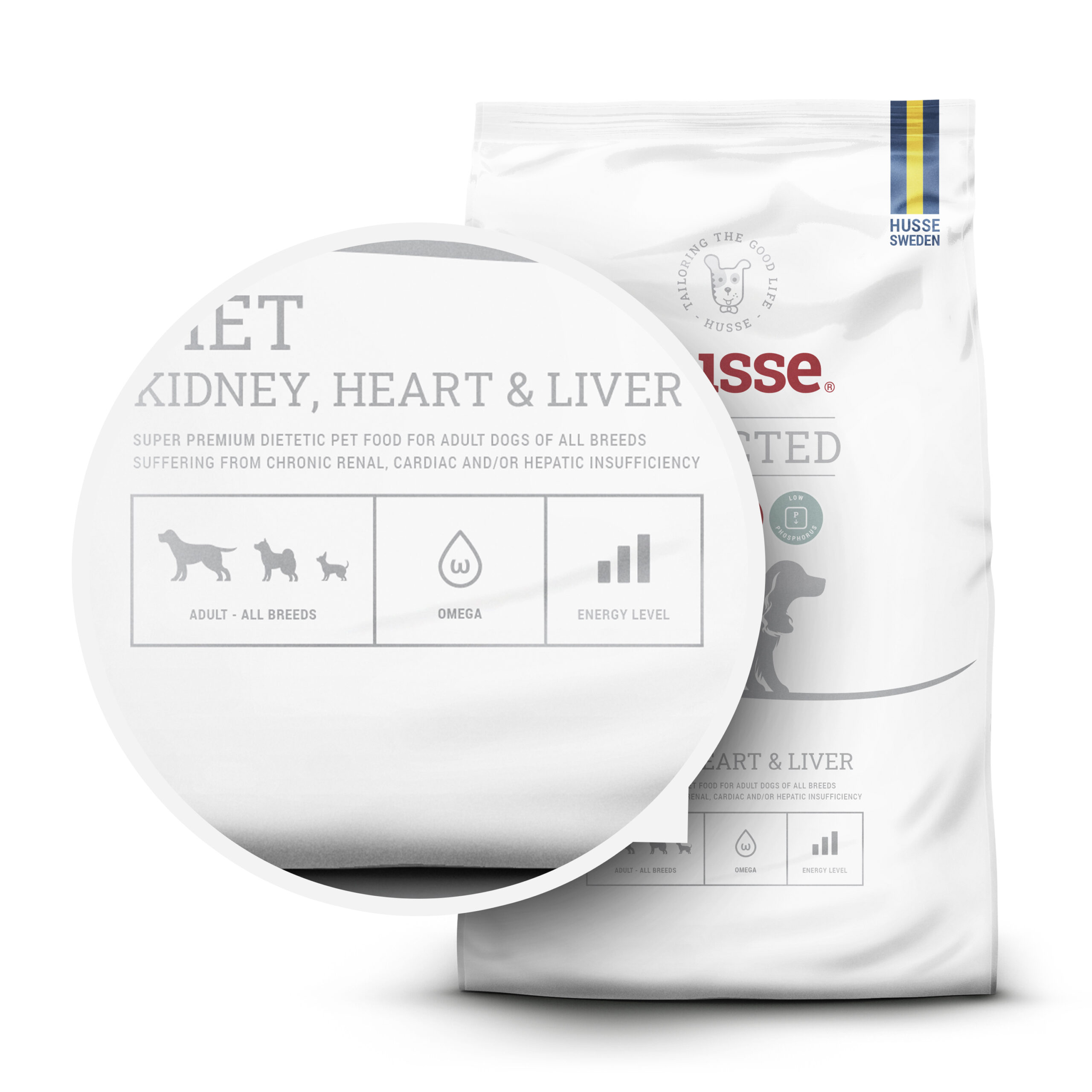 Husse Diet Kidney, Heart & Liver sausas pašaras šunims, 7 kg - Image 2